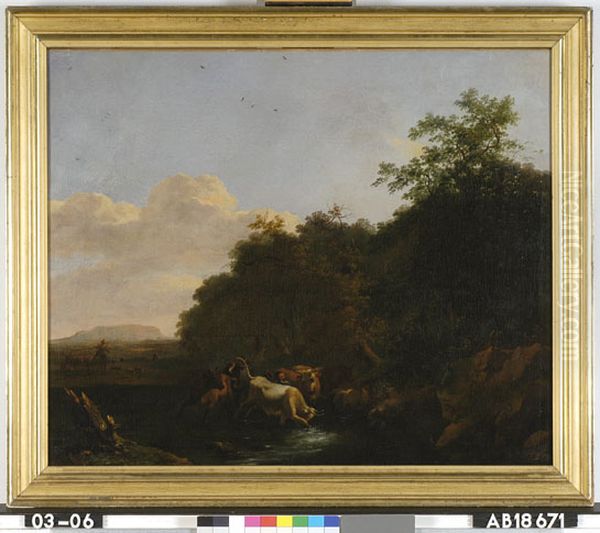Landscape with a bull breaking loose - view 1