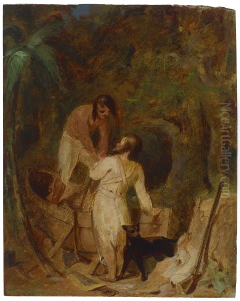 Boat Building by Robinson Crusoe and Friday - view 1