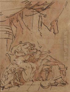 Scene Galante Avec Putti Jouant De La Musique by Joseph II Cellony