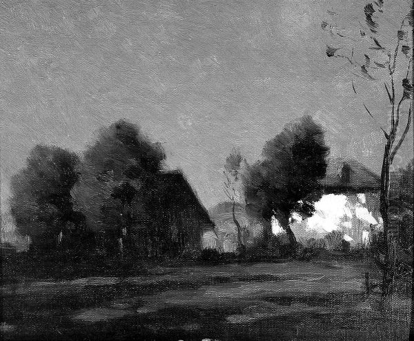 Weidelandschap bij maanlicht - view 1