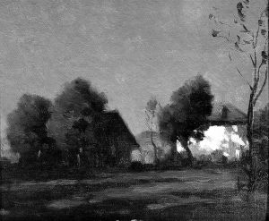 Weidelandschap bij maanlicht by Francois Cachoud