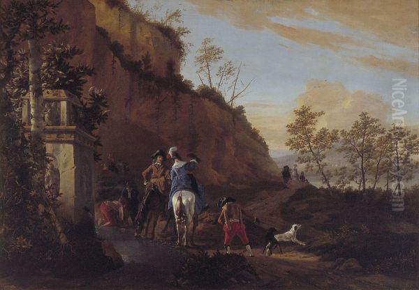 Italian Landscape with Hunting Party - view 1