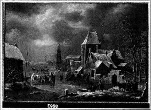 Wintertafereel buiten een stad by Abraham Beerstraaten