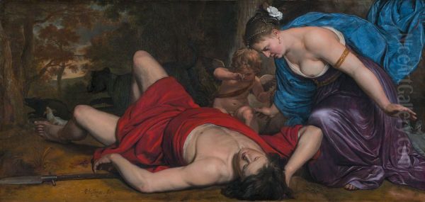 Venus de dood van Adonis bewenend. - view 1