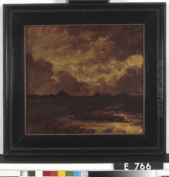 Landschap met boerderijen in de avond - view 1