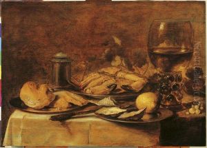Stilleven met krab, oesters en roemer by Pieter Claesz