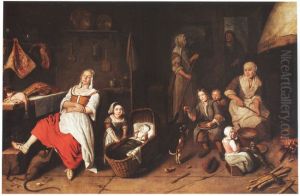 A family in a kitchen
