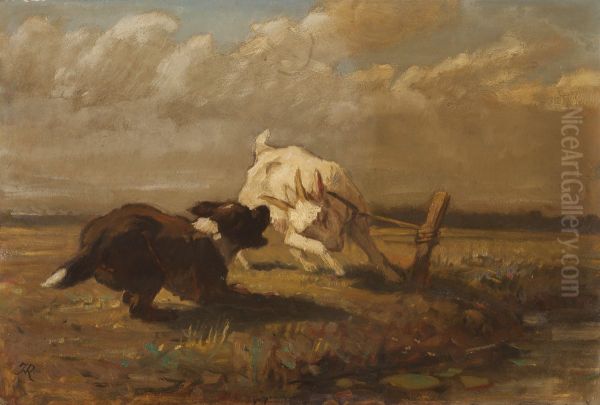 Geit en hond aan het vechten - view 1