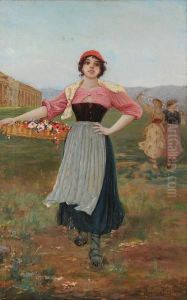 Contadine Nella Campagna Romana by Pasquale Celommi