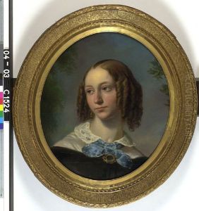 Portrait of mw. Karolina Wilhelmina Kaiser (1817-1891), gehuwd met S. Couwenberg by Martinus Wilhelmus Liernur