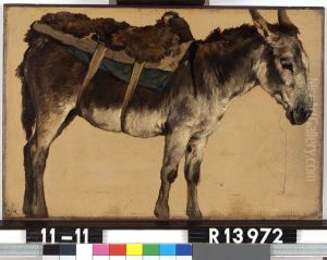 Studie van een ezel by Johannes-Hubertus-Leonardus de Haas