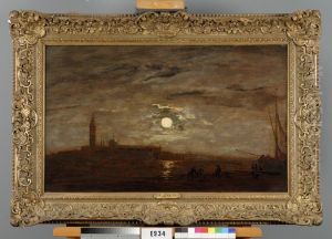 Gezicht op Venetie bij maanlicht by Felix Ziem