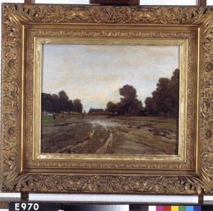 Zandweg met boerderijen by Julius van de Sande Bakhuyzen