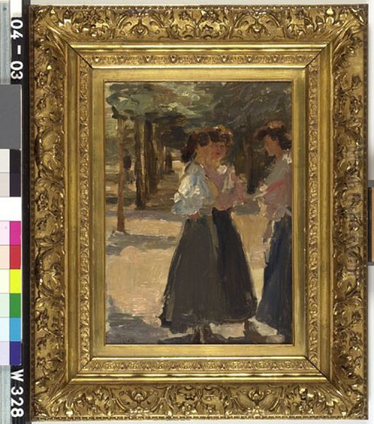 Three women on a avenue - view 1