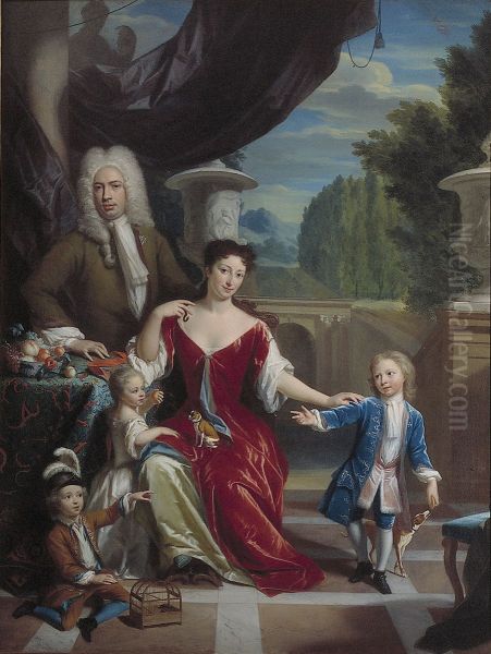 Cornelis van Schuylenburch (1683-1763) met zijn vrouw Martha Catharina Kemp (1694-1729) en hun drie kinderen Willem (1717-1769), Pieter (1718-1786) en Anthonetta (1722-1786) - view 1