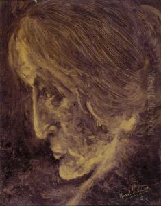 Portret in een kleur by Karel Albert Schmidt