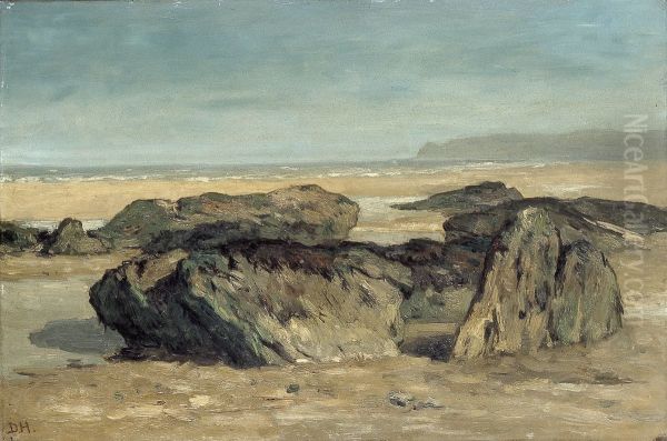 Rotsblokken op het strand - view 1