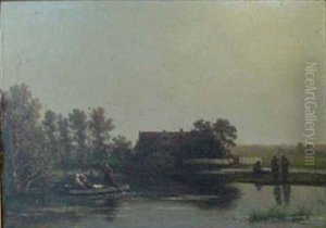 Wasvrouw bij een bleekveld Wasvrouw bij een bleekveld