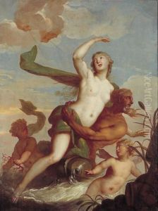 Abduction of Amphitrite by Poseidon by Mattheus Terwesten