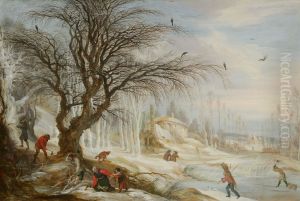 Winter Landscape with Wood Gatherers by Gijsbrecht Leytens