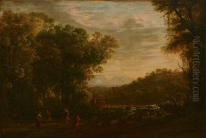 Wooded Landscape with Shepherds by Herman Van Swanevelt