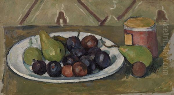 Plate with Fruit and Pot of Preserves (Assiette avec fruits et pot de conserves) - view 1