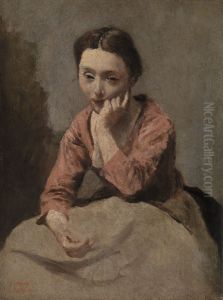 Pensive Young Woman (Jeune femme pensive) by Jean-Baptiste Camille Corot