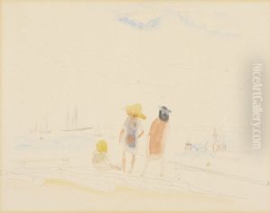 Two Women and Child on Beach by Charles Demuth