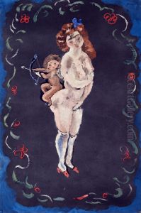 Nude and Cupid by Jules Pascin