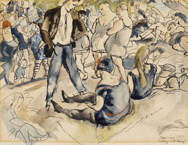 Figures on Beach, Coney Island - view 1