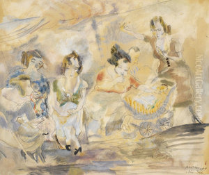 Woman with Baby Carriage by Jules Pascin