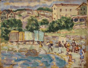 Beach and Village by Maurice Prendergast