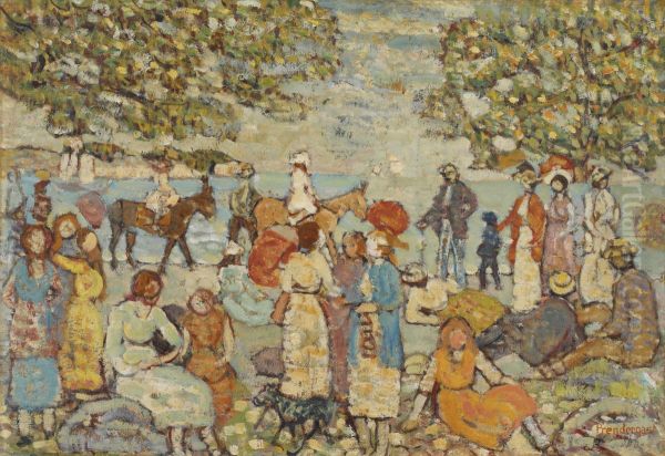Beach Scene with Donkeys (or Mules) - view 1