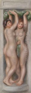 Caryatids (Cariatides); also called Deux baigneuses (panneau decoratif) by Pierre Auguste Renoir