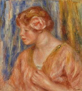 Young Woman with Rose (Jeune fille a la rose) by Pierre Auguste Renoir