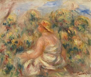 Woman with Hat in a Landscape (Femme avec chapeau dans un paysage) by Pierre Auguste Renoir