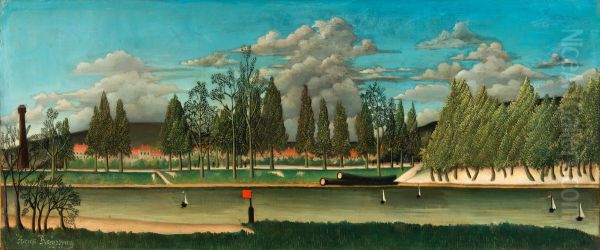 View of the Quai d' Asnieres (Vue du quai d'Asnieres); also called The Canal and Landscape with Tree Trunks (Le Canal and Paysage avec troncs d'arbre) - view 1