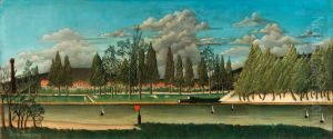 View of the Quai d' Asnieres (Vue du quai d'Asnieres); also called The Canal and Landscape with Tree Trunks (Le Canal and Paysage avec troncs d'arbre) by Henri Julien Rousseau