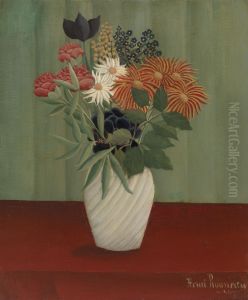 Bouquet of Flowers with China Asters and Tokyos (Bouquet de fleurs aux reines-marguerites et aux tokyos) by Henri Julien Rousseau