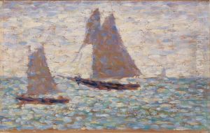 Two Sailboats at Grandcamp (Deux voiliers a Grandcamp) by Georges Seurat