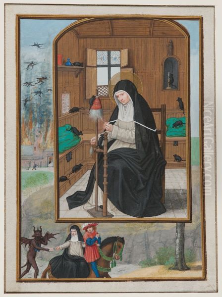 St. Gertrude de Nivelles, from the Hours of Cardinal Albrecht of Brandenburg (1490-1545), Archibishop and Elector of Mainz - view 1