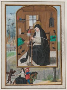 St. Gertrude de Nivelles, from the Hours of Cardinal Albrecht of Brandenburg (1490-1545), Archibishop and Elector of Mainz