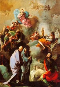 Apparition of the Virgin of Pilar to Santiago and his disciples Zaragoza