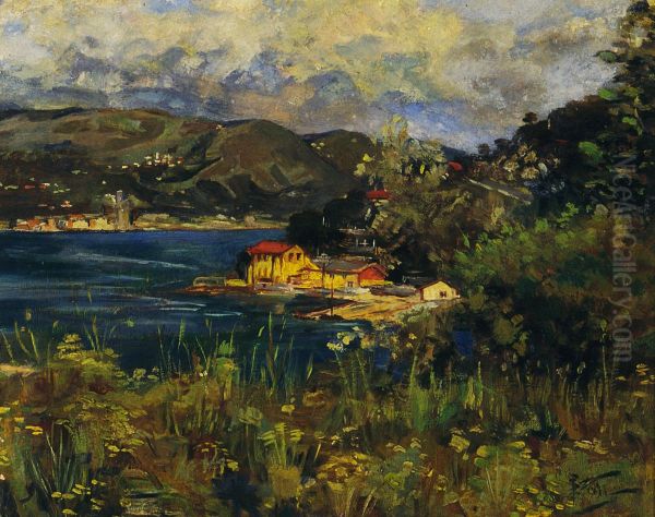 Bay landscape with Italian cities - view 1