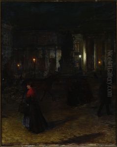 Max-Joseph-Platz in Munchen bei Nacht by Aleksander Gierymski