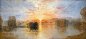 The Lake, Petworth, Sunset; Sample Study by J. M. W. Turner