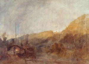 Barge on the River, Sunset by J. M. W. Turner