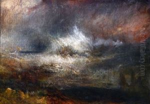 Stormy Sea with Blazing Wreck by J. M. W. Turner