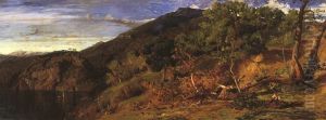 The Woods of Sweet Chestnut above Varenna, Lake Como by Frederick Lee Bridell