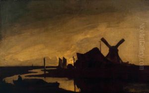 Moonrise on the Yare (?) by John Crome